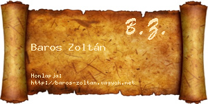 Baros Zoltán névjegykártya